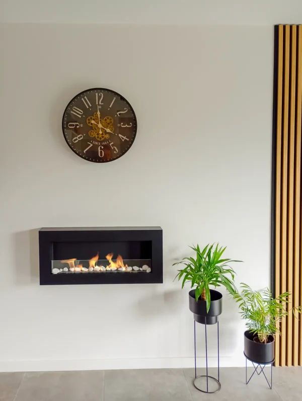 900 Box Bioethanol Fireplace – Matt black in a home setting