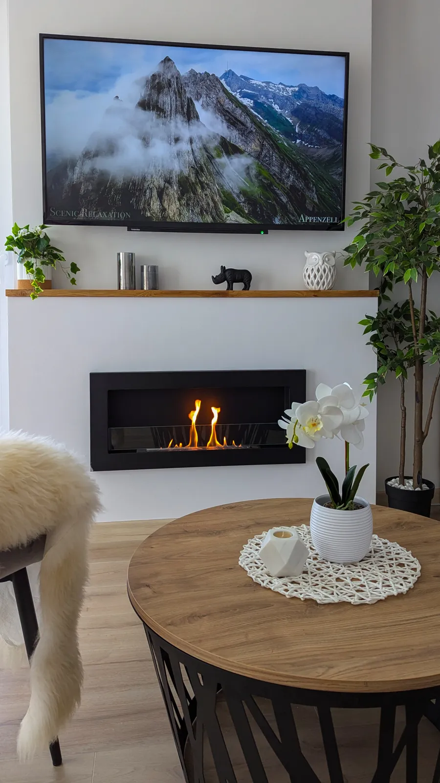 900 Slim Bioethanol Fireplace – Matt black in a home setting